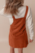 Textured Corduroy Square Neck Pocketed Overall Mini Dress