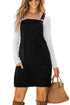 Textured Corduroy Square Neck Pocketed Overall Mini Dress
