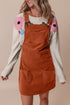 Textured Corduroy Square Neck Pocketed Overall Mini Dress