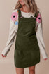 Textured Corduroy Square Neck Pocketed Overall Mini Dress