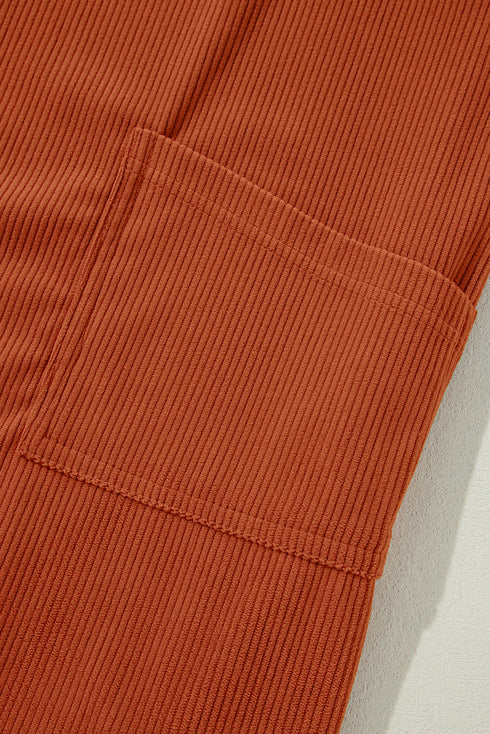 Textured Corduroy Square Neck Pocketed Overall Mini Dress