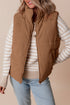 Textured Corduroy Stand Neck Zipped Puffer Vest
