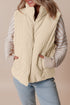 Textured Corduroy Stand Neck Zipped Puffer Vest