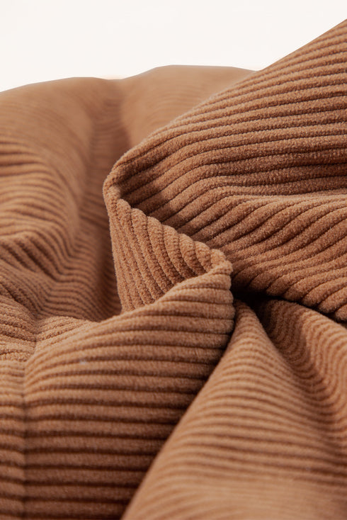 Textured Corduroy Stand Neck Zipped Puffer Vest