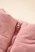 Textured Corduroy Stand Neck Zipped Puffer Vest