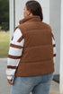 Textured Corduroy Stand Neck Zipped Puffer Vest