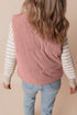 Textured Corduroy Stand Neck Zipped Puffer Vest