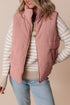 Textured Corduroy Stand Neck Zipped Puffer Vest