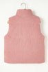 Textured Corduroy Stand Neck Zipped Puffer Vest