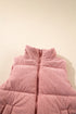 Textured Corduroy Stand Neck Zipped Puffer Vest