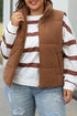 Textured Corduroy Stand Neck Zipped Puffer Vest