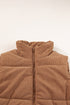 Textured Corduroy Stand Neck Zipped Puffer Vest