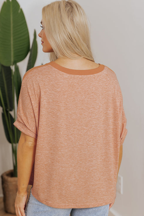 Textured Cotton Dolman Sleeve Studded Heart Graphic Top