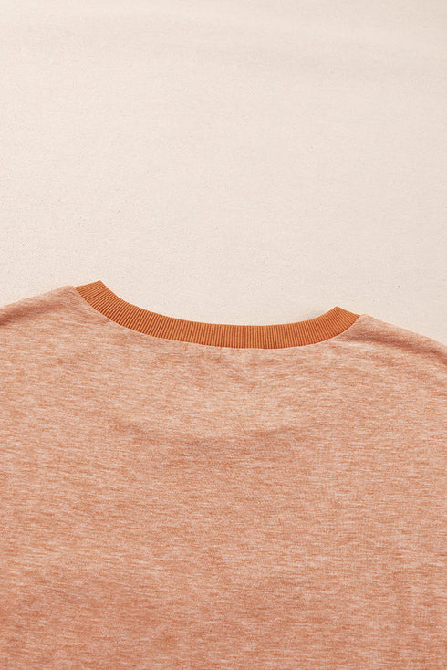 Textured Cotton Dolman Sleeve Studded Heart Graphic Top