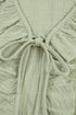 Textured Cotton Gauze Ruffle Trim Tie Front Blouse