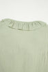 Textured Cotton Gauze Ruffle Trim Tie Front Blouse