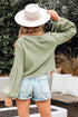 Textured Cotton Gauze Ruffle Trim Tie Front Blouse