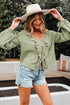 Textured Cotton Gauze Ruffle Trim Tie Front Blouse