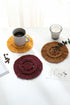 Textured Cotton Macrame Spiral Round Fringe Coaster