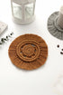 Textured Cotton Macrame Spiral Round Fringe Coaster