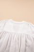 Textured Cotton Short Sleeve Button Up Frayed Edge Blouse