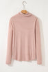 Textured Cowl Neck Drawstring Hem Long Sleeve Knit Top