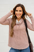Textured Cowl Neck Drawstring Hem Long Sleeve Knit Top