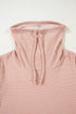 Textured Cowl Neck Drawstring Hem Long Sleeve Knit Top