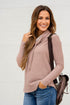 Textured Cowl Neck Drawstring Hem Long Sleeve Knit Top