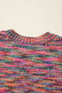 Textured Crew Neck Ribbed Trim Knit Sweater