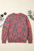 Textured Crew Neck Ribbed Trim Knit Sweater