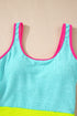 Textured Crinkle Scoop Neck High Leg One Piece Swimsuit