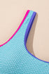 Textured Crinkle Scoop Neck High Leg One Piece Swimsuit