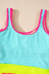 Textured Crinkle Scoop Neck High Leg One Piece Swimsuit