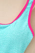 Textured Crinkle Scoop Neck High Leg One Piece Swimsuit