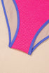 Textured Crinkle Scoop Neck High Leg One Piece Swimsuit