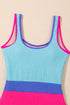 Textured Crinkle Scoop Neck High Leg One Piece Swimsuit