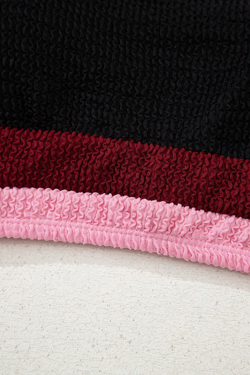 Textured Crinkle Scoop Neck High Waist Bikini Set