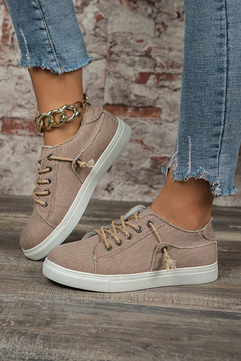 Textured Criss Cross Strap Canvas Slip On Flats