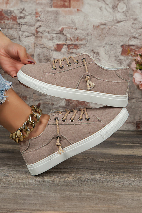 Textured Criss Cross Strap Canvas Slip On Flats
