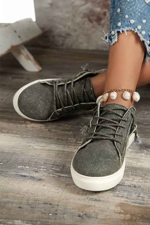 Textured Criss Cross Strap Canvas Slip On Flats