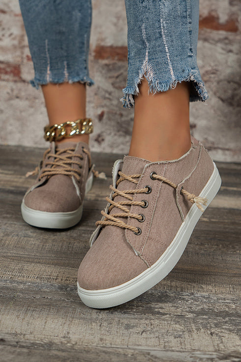 Textured Criss Cross Strap Canvas Slip On Flats