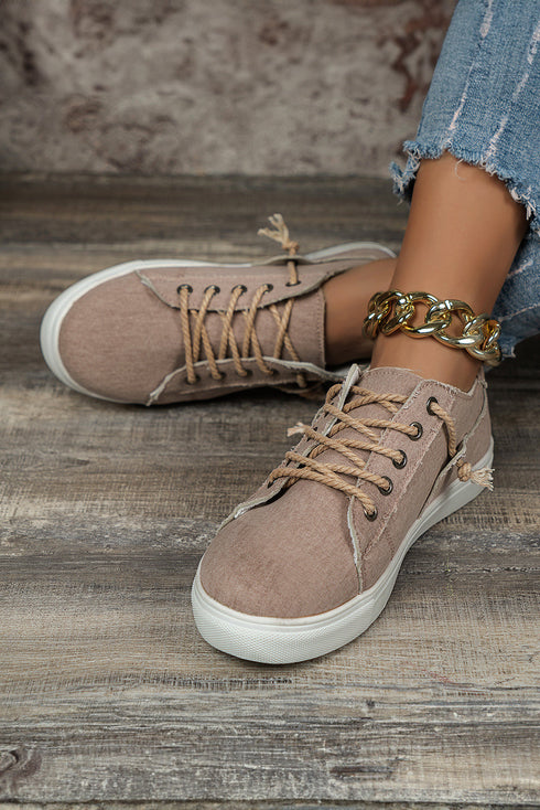 Textured Criss Cross Strap Canvas Slip On Flats