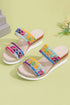 Textured Crochet Knit Dual Band Wedge Slippers