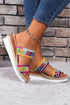 Textured Crochet Knit Dual Band Wedge Slippers