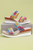 Textured Crochet Knit Dual Band Wedge Slippers