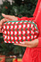 Textured Crochet Knit Square Zipper Cosmetic Makeup Bag