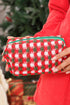 Textured Crochet Knit Square Zipper Cosmetic Makeup Bag