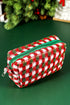Textured Crochet Knit Square Zipper Cosmetic Makeup Bag