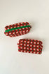 Textured Crochet Knit Square Zipper Cosmetic Makeup Bag
